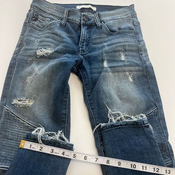 KanCan Women's Mid Wash Low Rise Distressed Skinny‎ Moto Ankle Jeans Size 24 - Picture 15 of 16